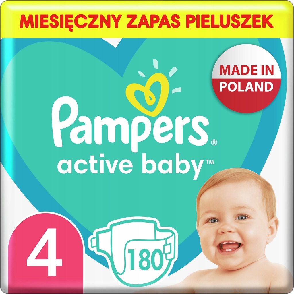 Pieluchy PAMPERS Active Baby 4 180 sztuk 9-14 kg