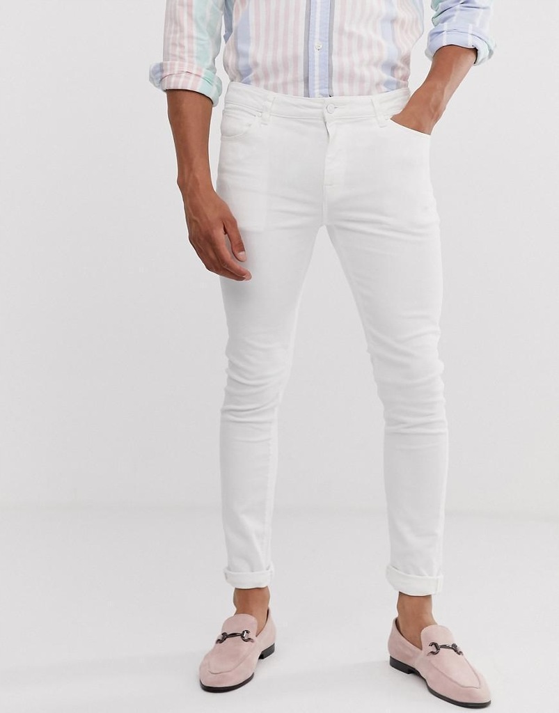 ASOS__XZX BIAŁE SPODNIE JEANSOWE RURKI__30/32