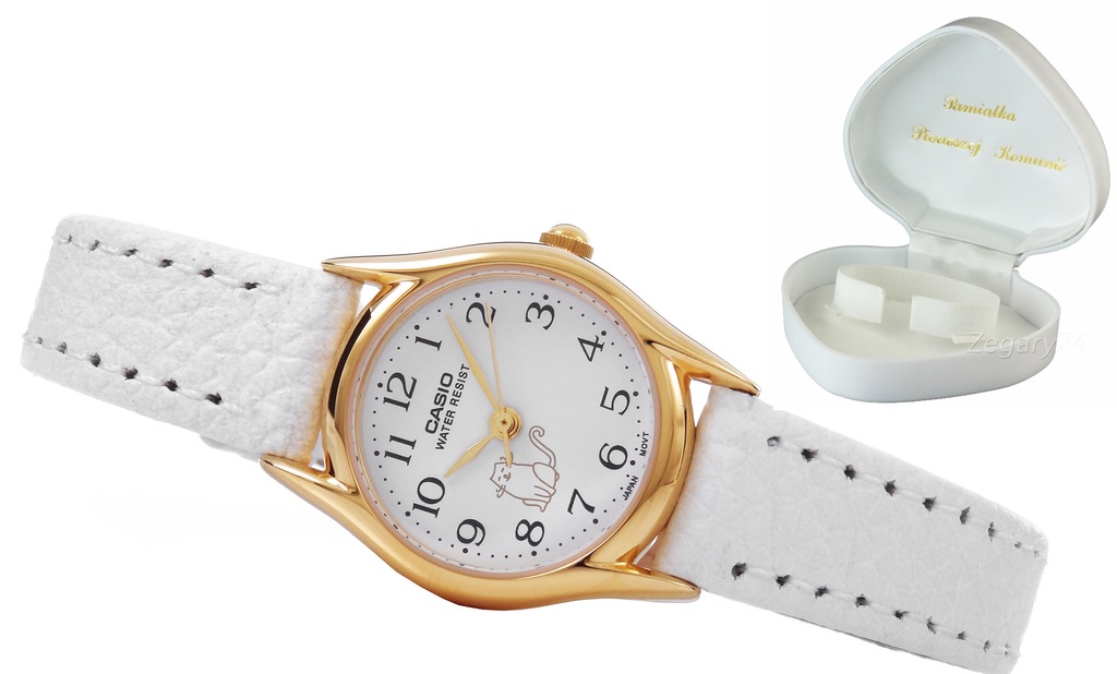 ZEGAREK CASIO na komunię dla dziewczynki z KOTKIEM