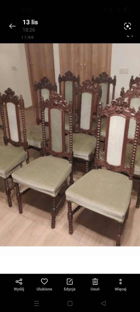 9 krzeseł neorenesansowych