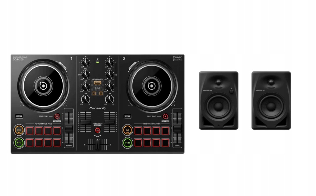 PIONEER DDJ-200 - KONTROLER DJ + MONITORY DM-40