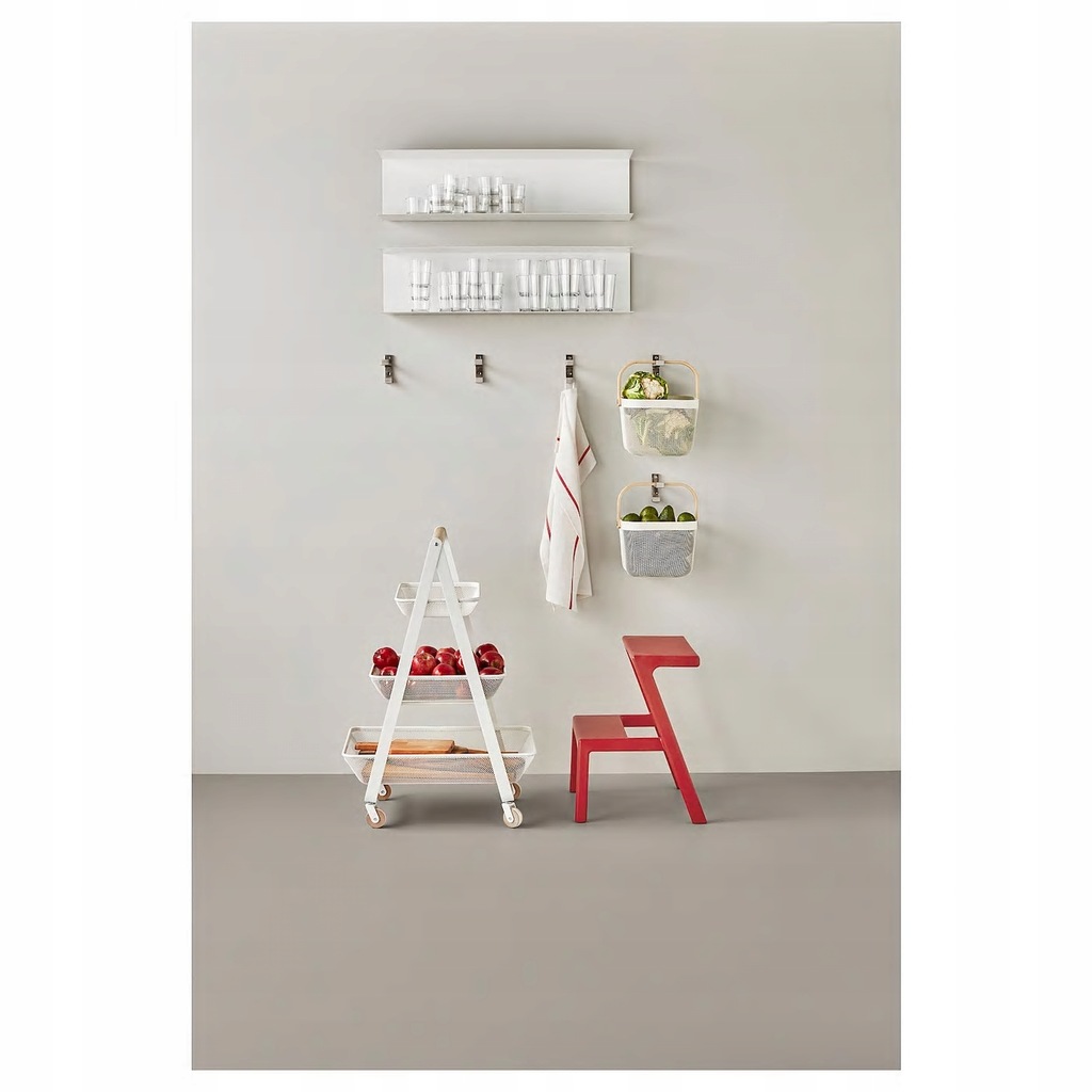 IKEA MASTERBY Taboret ze schodkiem brązowoczerwony