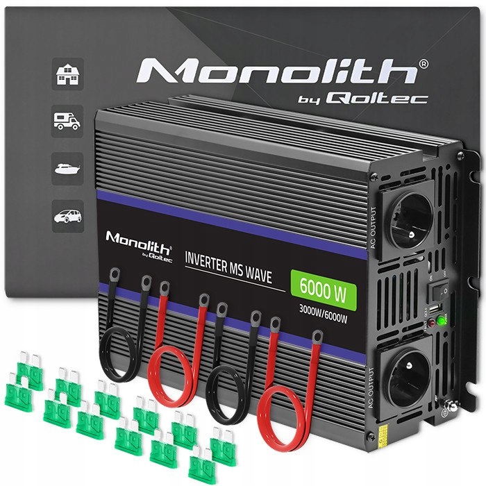 Qoltec Przetwornica napięcia Monolith 6000 MS Wave | 12V na 230V | 3000/600