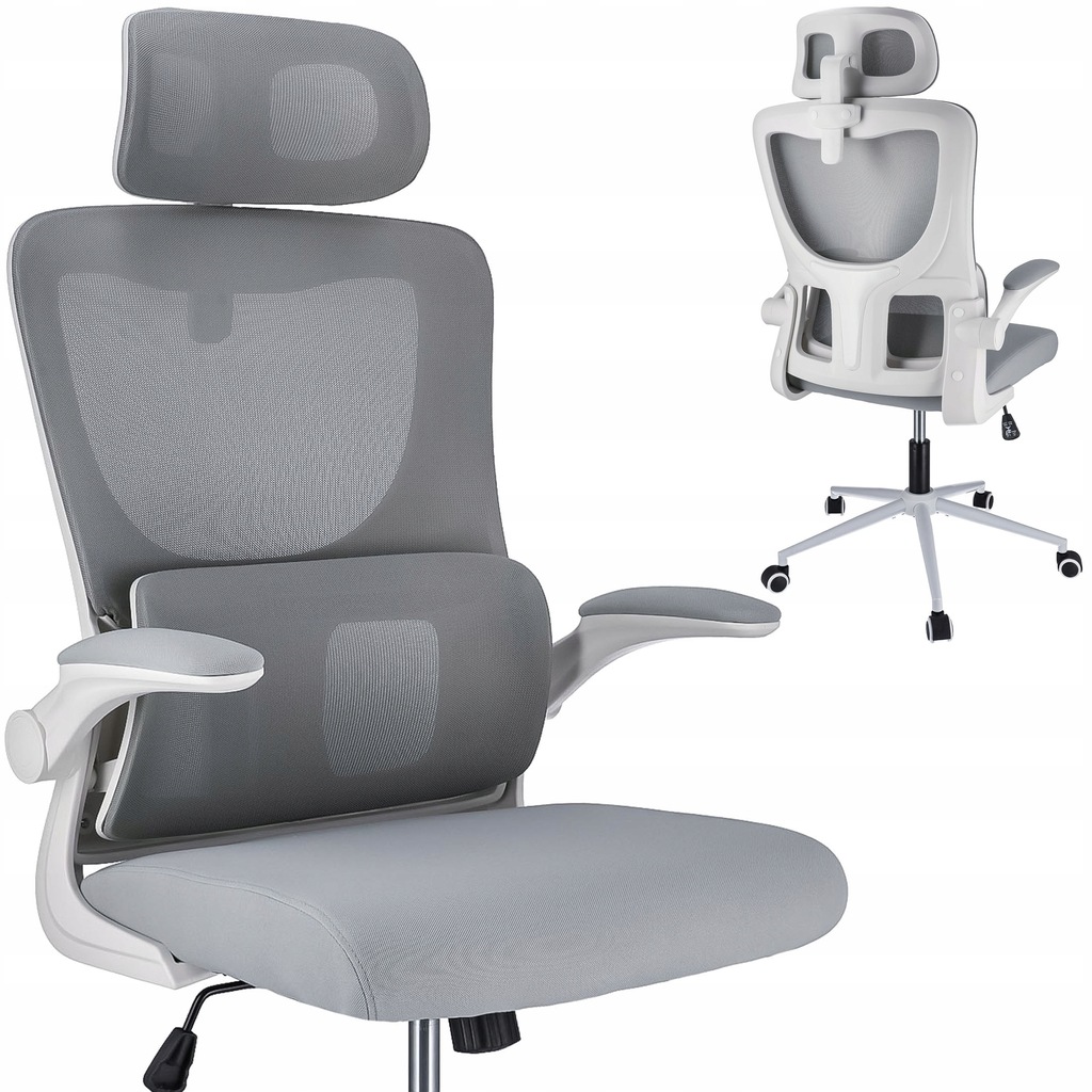 Fotel obrotowy ergonomiczny biurowy do biurka biura nowoczesny ZEUS szary