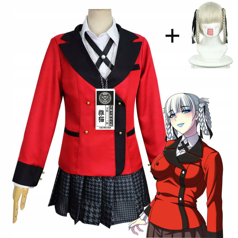 Kirari Momobami KAKEGURUI cosplay STRÓJ PERUKA S