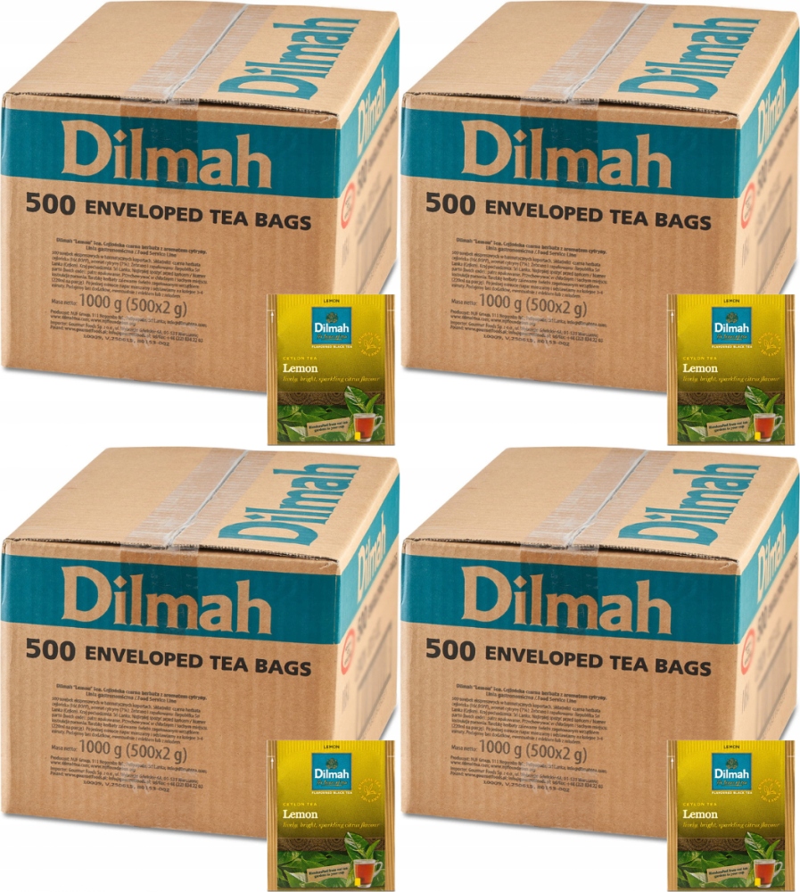 Herbata czarna aromatyzowana w kopertach Dilmah Lemon 500szt x4