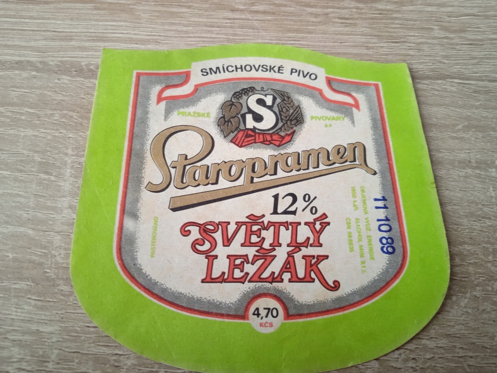 ŁADNA ETYKIETKA PIWNA - STAROPRAMEN /Smichovskie Pivo /