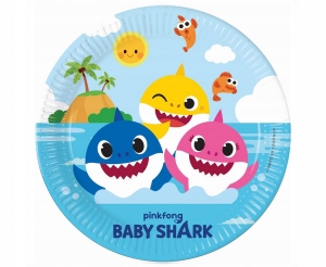 Talerzyki papierowe Baby Shark, 23cm, 8 szt. (plastic-free)