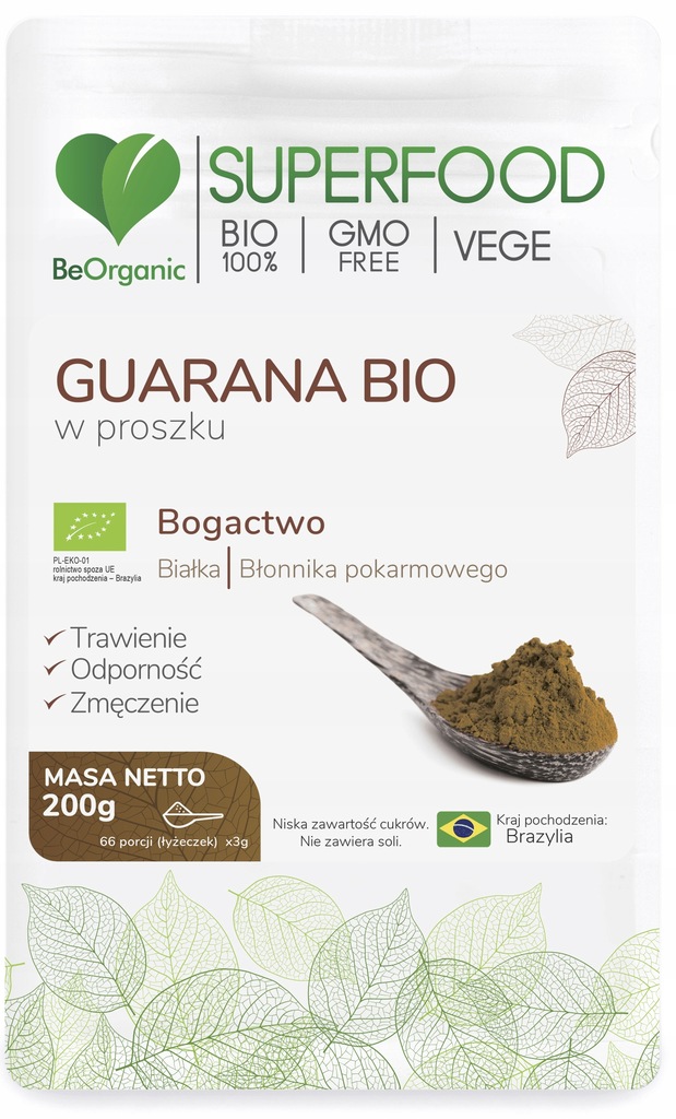 BeOrganic Guarana BIO w proszku 200g