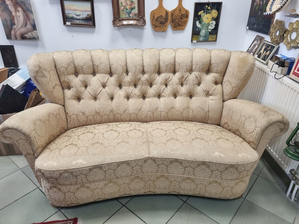 sofa kanapa łóżko rogówka pikowana Vintage 9053