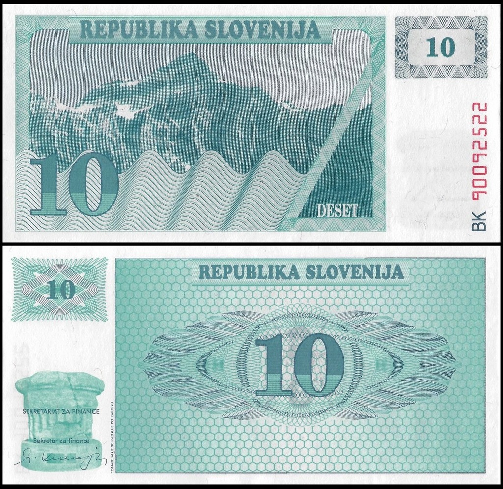 Słowenia 10 Tolarjev 1990 P-4 UNC