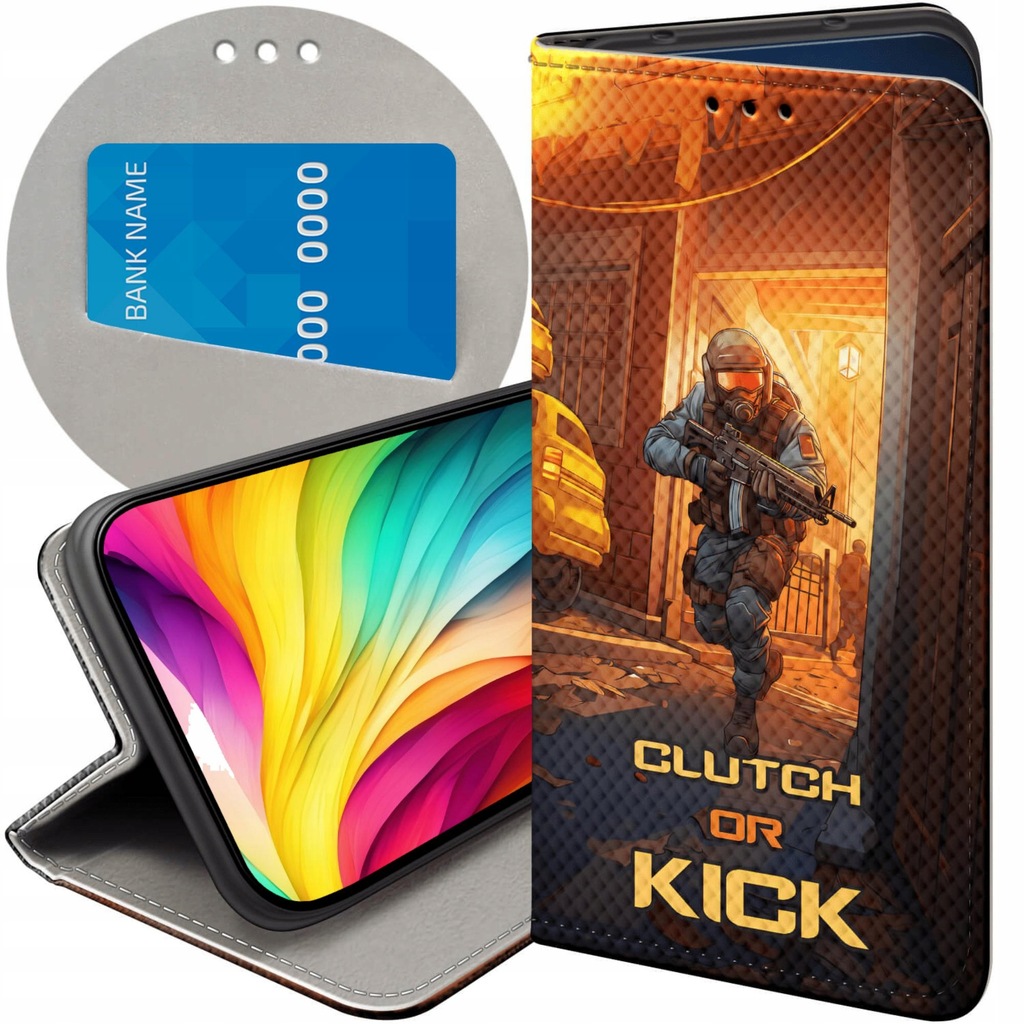 ETUI Z KLAPKĄ DO IPHONE 13 WZORY CS GO COUNTER-STRIKE FUTERAŁ POKROWIEC