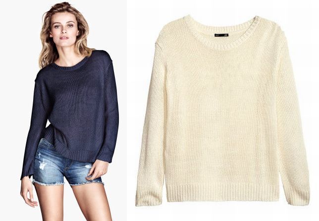 H&M Nowy SWETER Kremowy Krem Luźny Krótki M