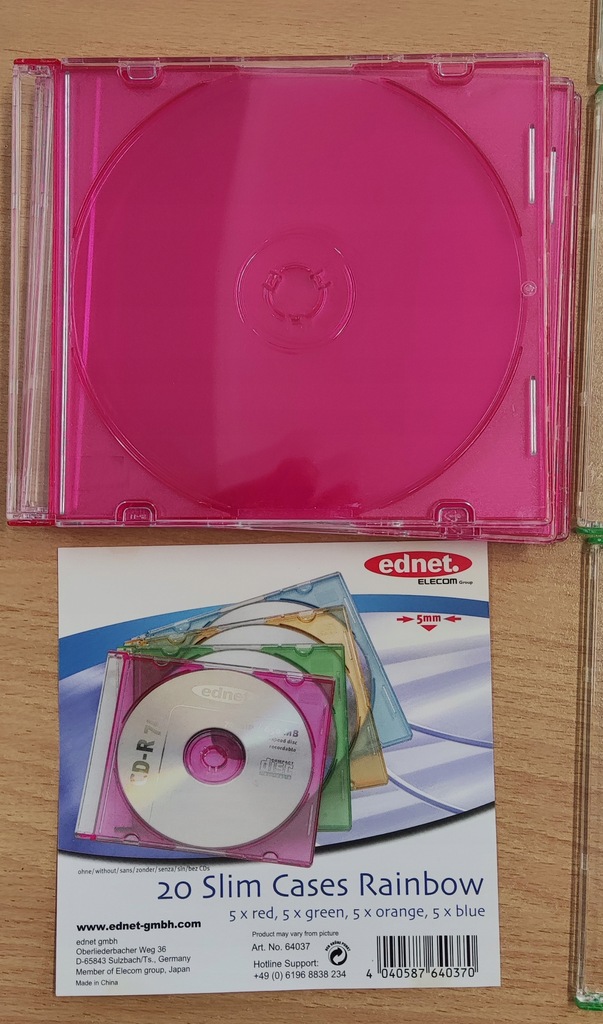 Pudełka kolorowe na CD-R / DVD - 10 szt slim case