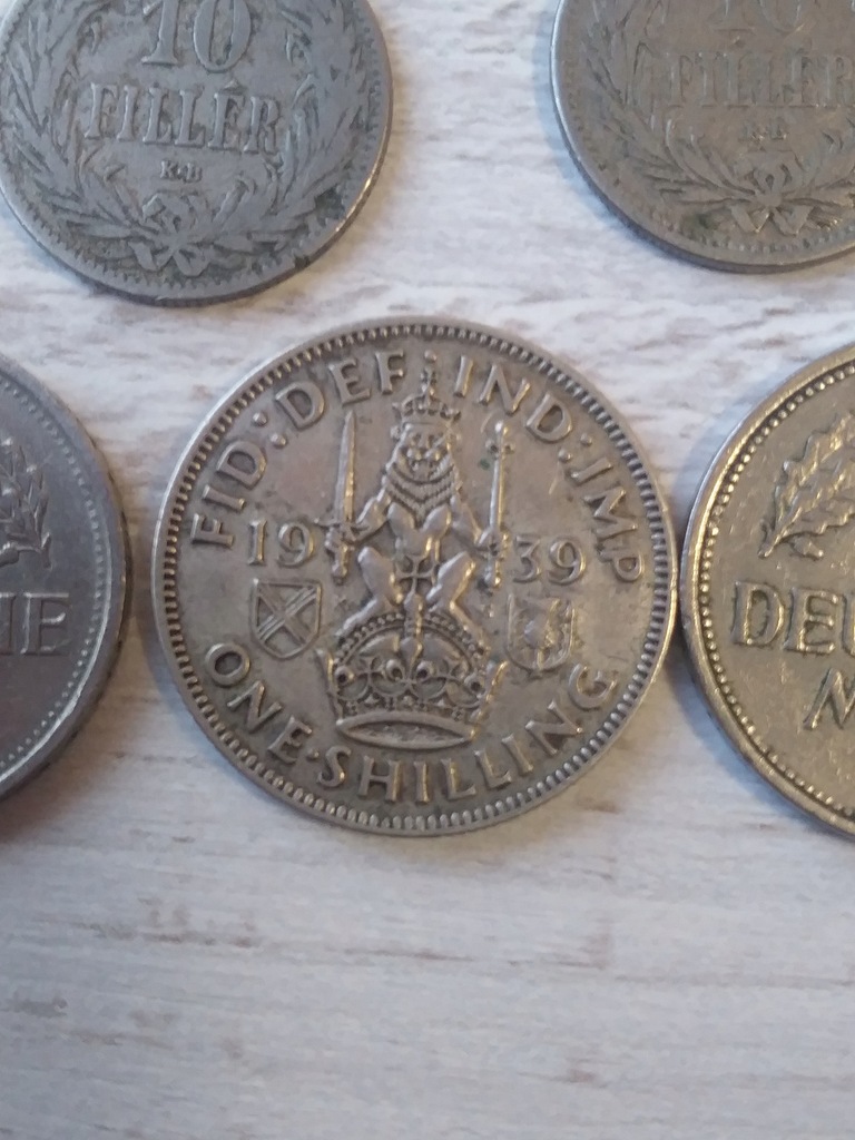 1 Shilling 1939 szkocki marka filler zestaw monet
