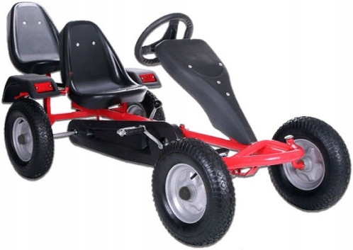 Gokart dwuosobowy na pedały duży czerwony biegi