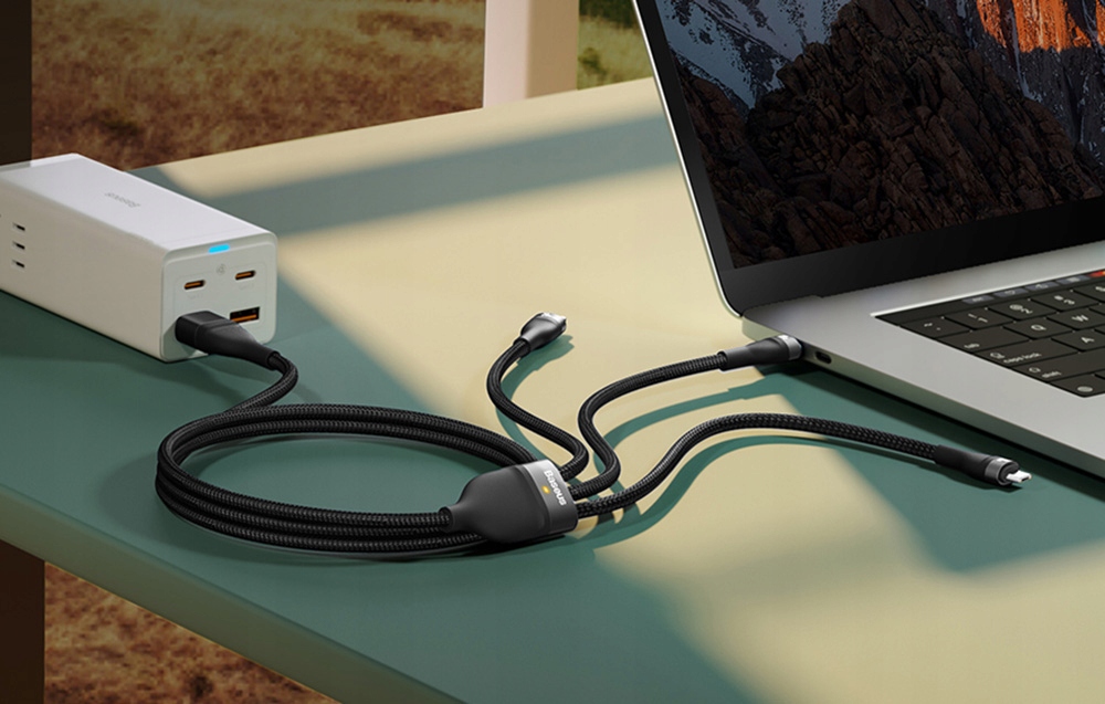 Kabel USB 3w1 Baseus Flash Series 2, USB-C + micro USB + Lightning, 100W, 1