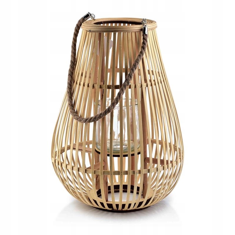Dekoracyjny lampion latarnia wiklina w stylu boho