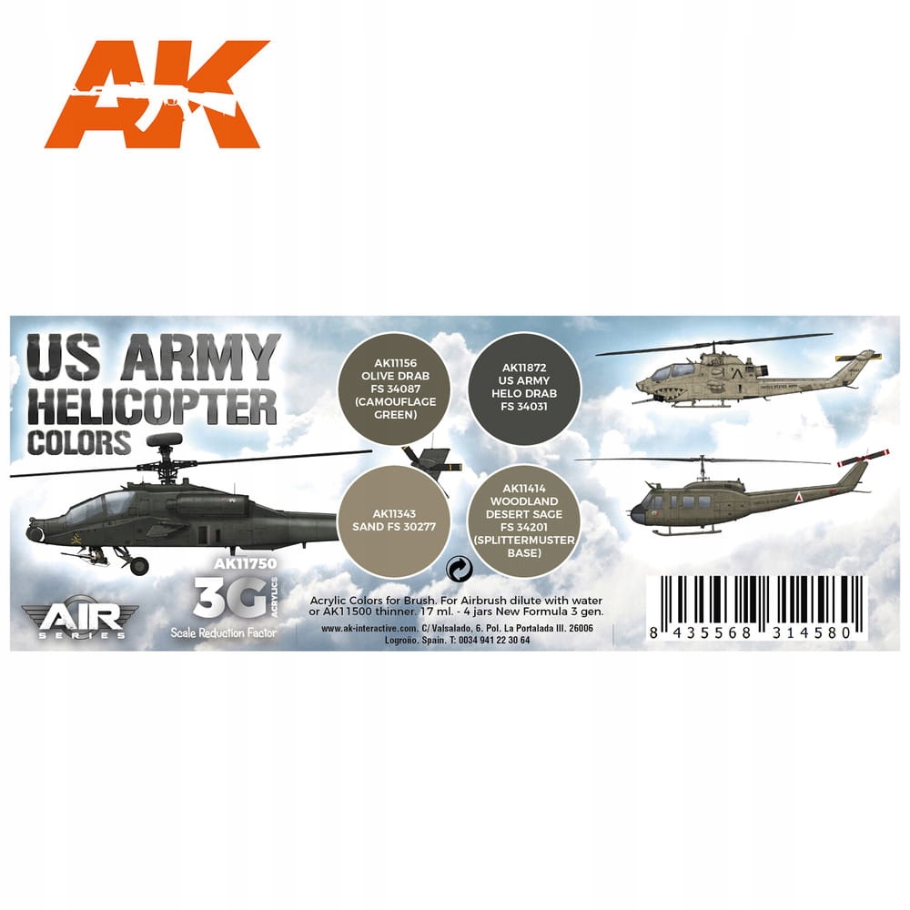 AK INTERACTIVE 11750 Zestaw farb US Army Helicopte