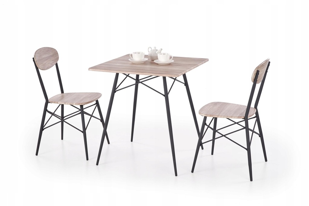 KABIR kwadrat zestaw stół + 2 krzesła dąb san remo / czarny