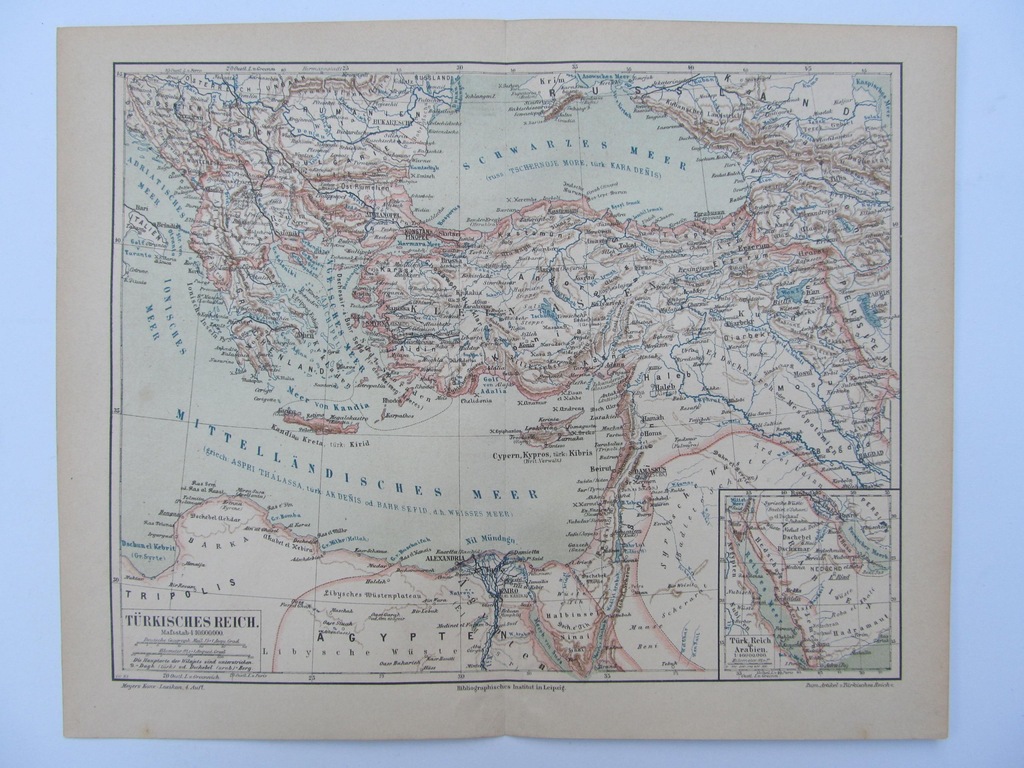 TURCJA AZJATYCKA i EUROPEJSKA mapa 1889 r.