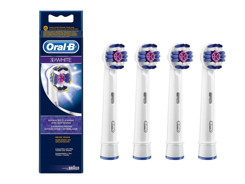 4X 100% ORYGINALNA KOŃCÓWKA ORAL-B 3D WHITE