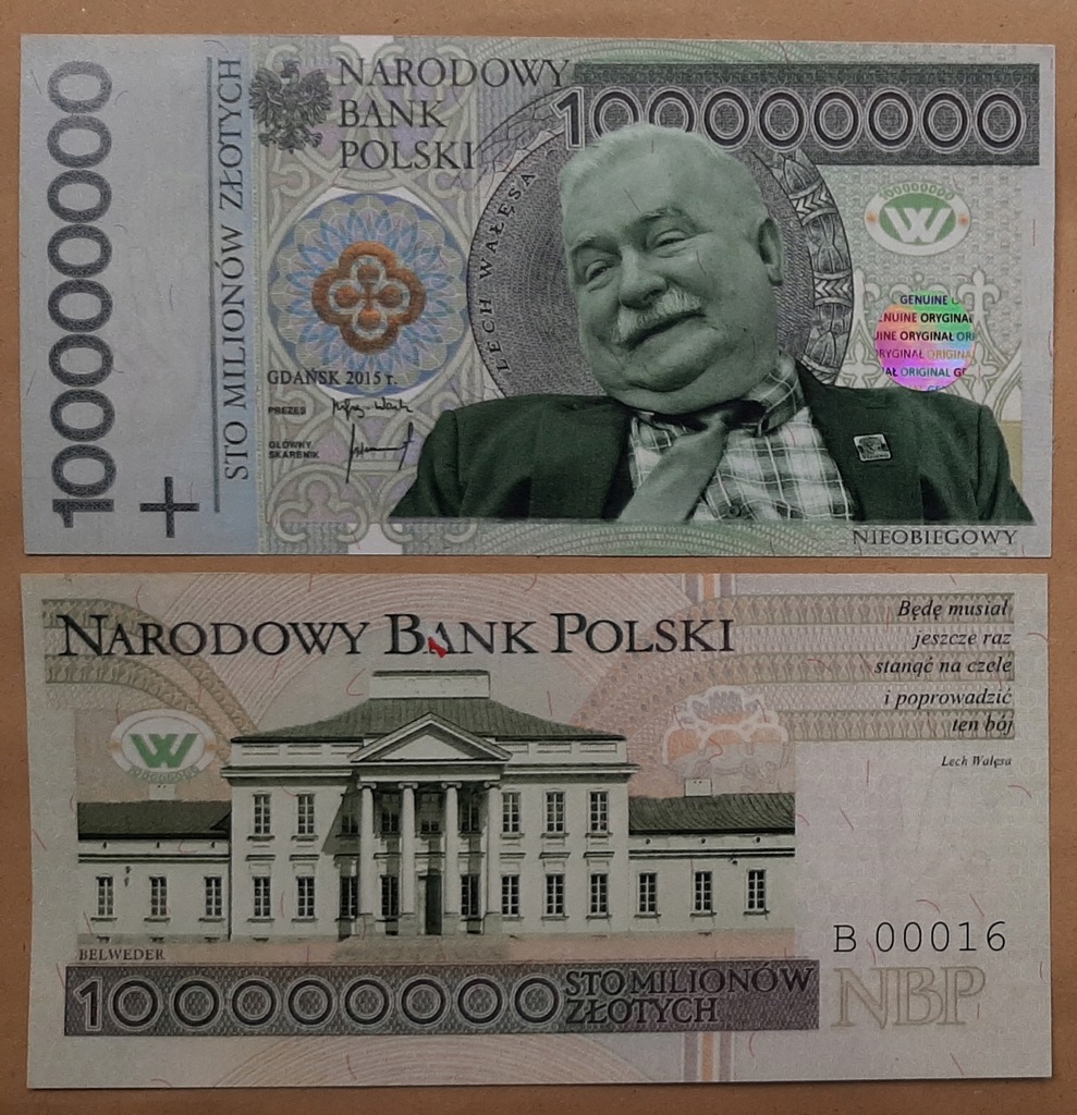 100 milionów złotych Lech Wałęsa 2015 100000000 zł