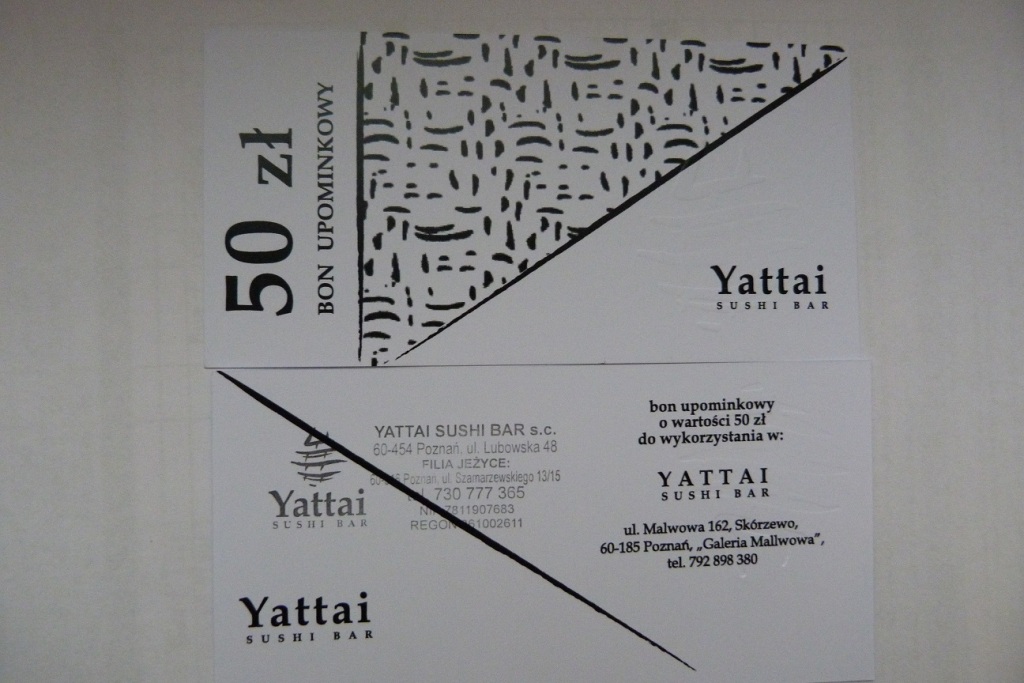 VOUCHER O WARTOŚCI 50 ZŁ DO SUSHI BAR YATTAI