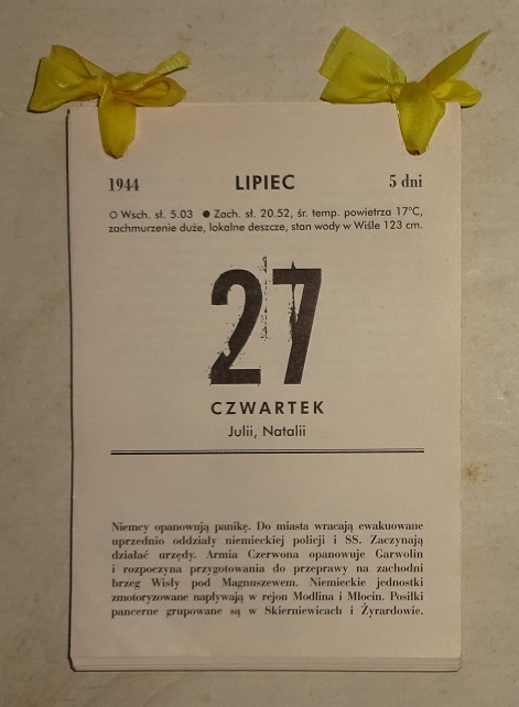 KALENDARZ ZDZIERAK POWSTANIE WARSZAWSKIE 1944