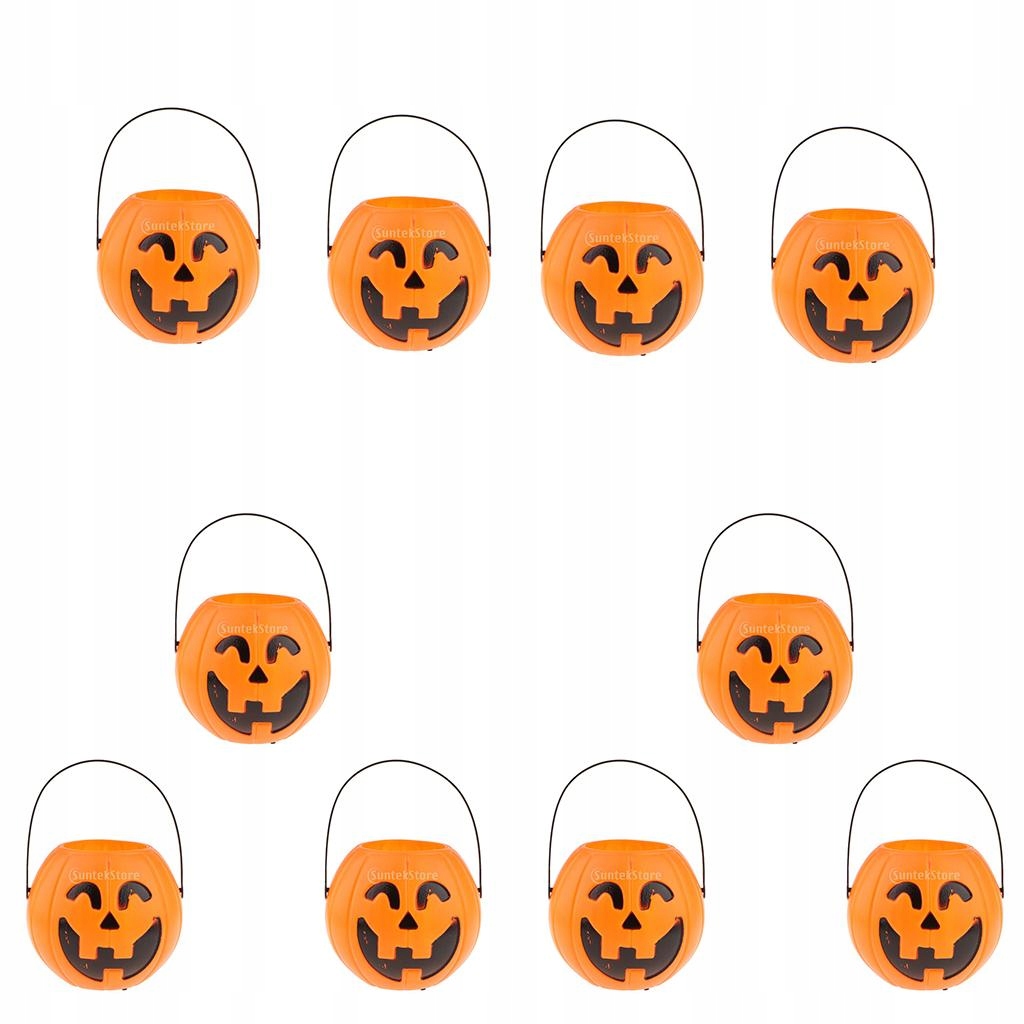 Halloween Kids Trick or Treat Candy Holder Bucket Light Up Pumpkin 10Pcs