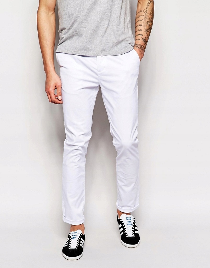 CDA103 BIAŁE SPODNIE MĘSKIE CHINOS SKINNY 26/32