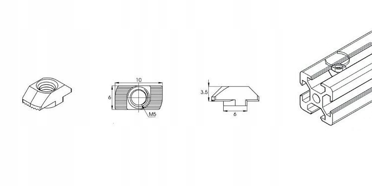 Купить T M5 Т-образная гайка для алюминиевых профилей: отзывы, фото, характеристики в интерне-магазине Aredi.ru
