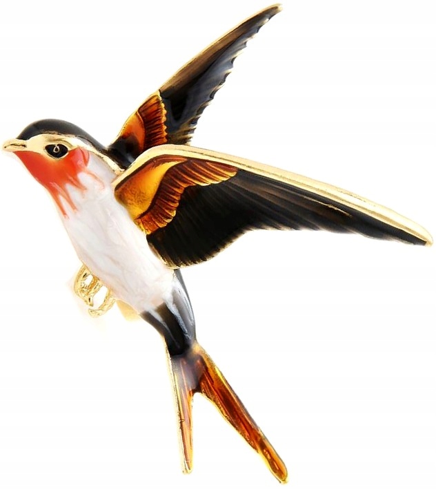 Broszka boho ptaszek Złoty ptak pin kolorowy retro