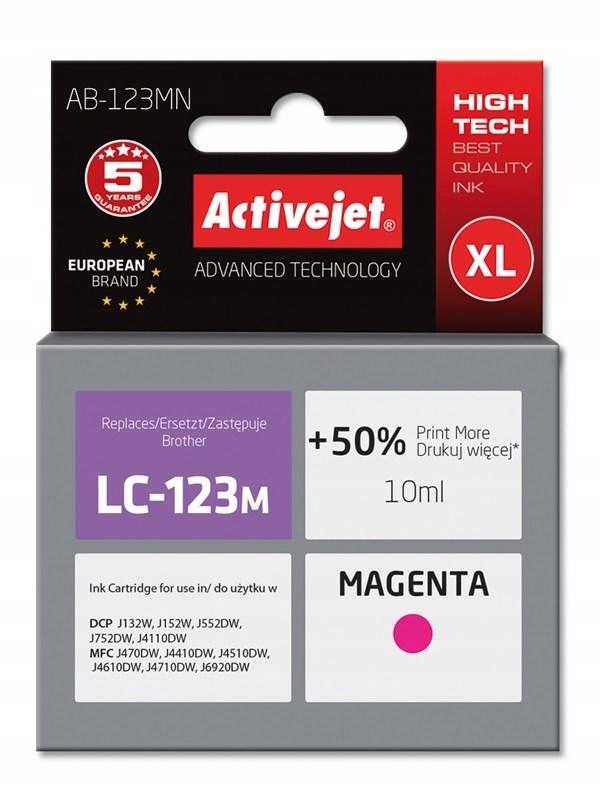 Activejet AB-123MN zamiennik do Brother LC123M/121M Supreme 10 ml czerwony