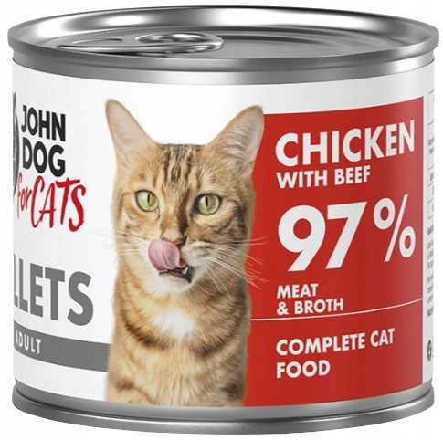JOHN DOG FOR CATS mokra karma dla kota KURCZAK Z WOŁOWINĄ filety 140 g