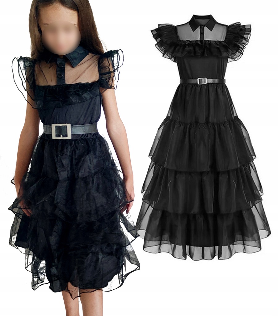 STRÓJ WEDNESDAY ADDAMS SUKIENKA 134-146 r. XL