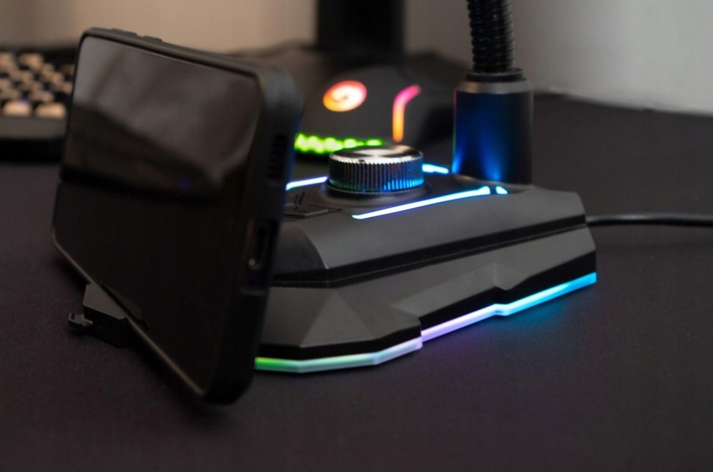 Marvo, do gry mikrofon, MIC-05, regulacja głosności, czarny, Rainbow LED, u