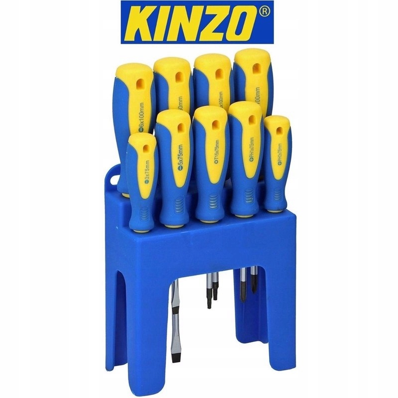 Kinzo - Zestaw 9 solidnie wykonanych śrubokrętów /
