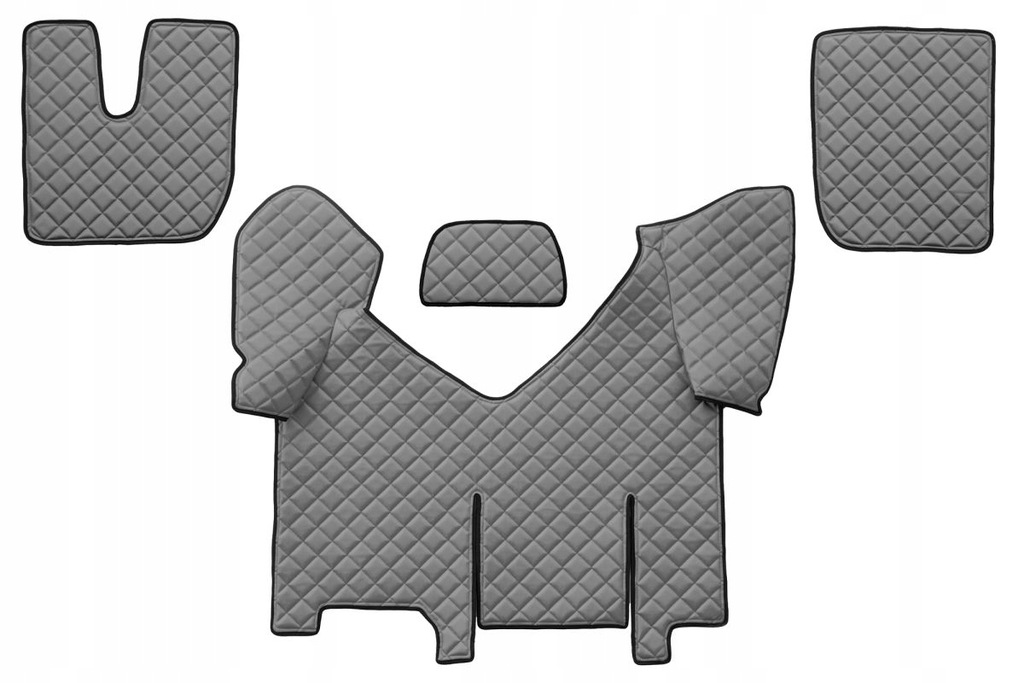 F-CORE Dywaniki podłogowe EKO-Skóra pikowana (4 szt.) Szary na całą podłogę