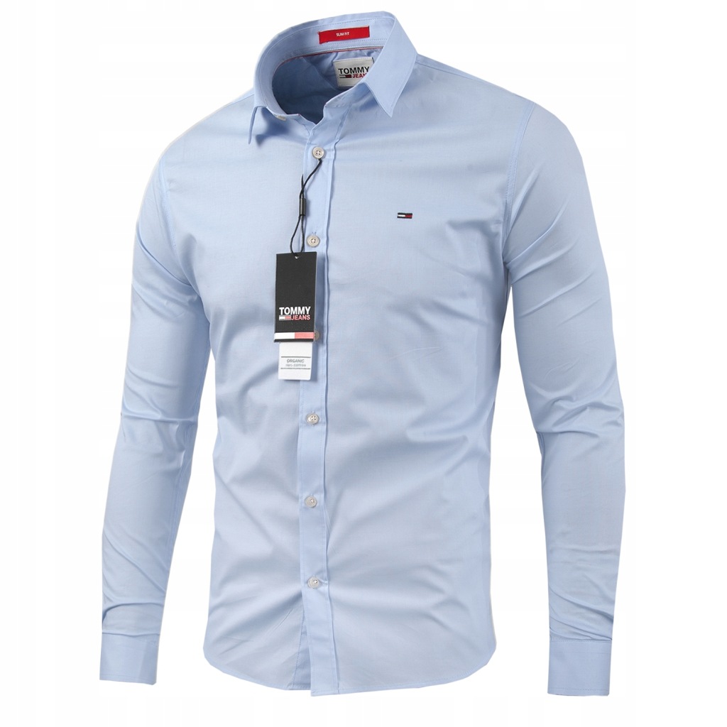 Tommy Hilfiger Jeans koszula męska długi rękaw slim błękitna r. L
