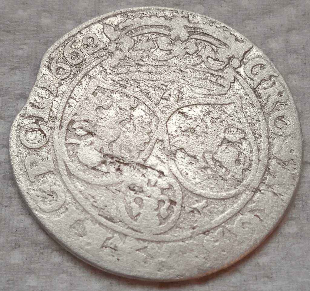 Szóstak 1662 srebro ORYGINAŁ