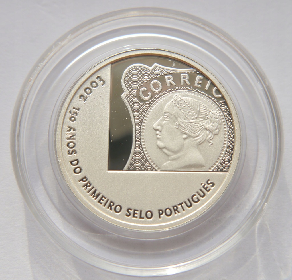 E86/ PORTUGALIA 5 EURO 2003 PROOF PIERWSZY ZNACZEK POCZTOWY SREBRO