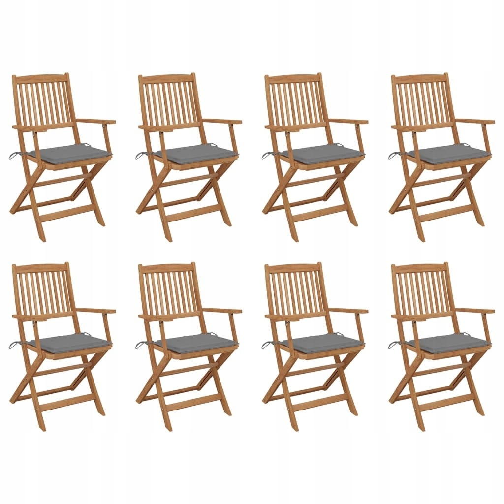 Składane krzesła ogrodowe z poduszkami, 8 szt., dr