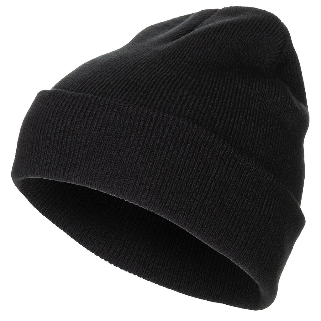 Czarna, ciepła czapka poliakrylowa dwu warstwowa