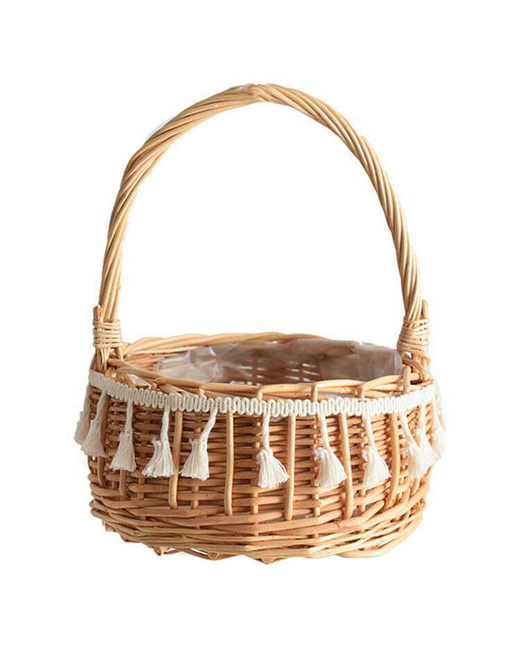 BOHO 9QG NF9__ŚR.15 CM SHEIN RATTANOWY KOSZYK FRĘDZLE