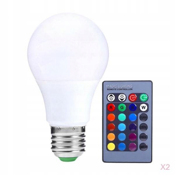 2 . 5W żarówka z pilotem RGB, białe światło,