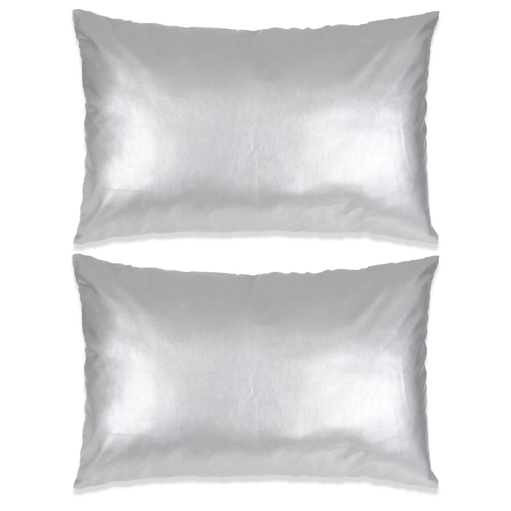 2-częściowy zestaw poduszek, PU, 40x60 cm, srebrn