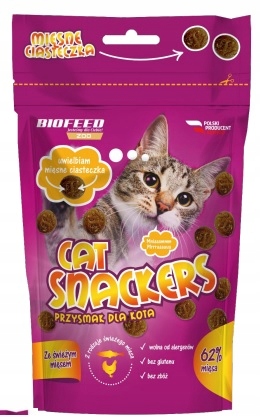 BioFeed CAT SNACKERS 60g MIĘSNE CIASTECZKA dla kotów 1op