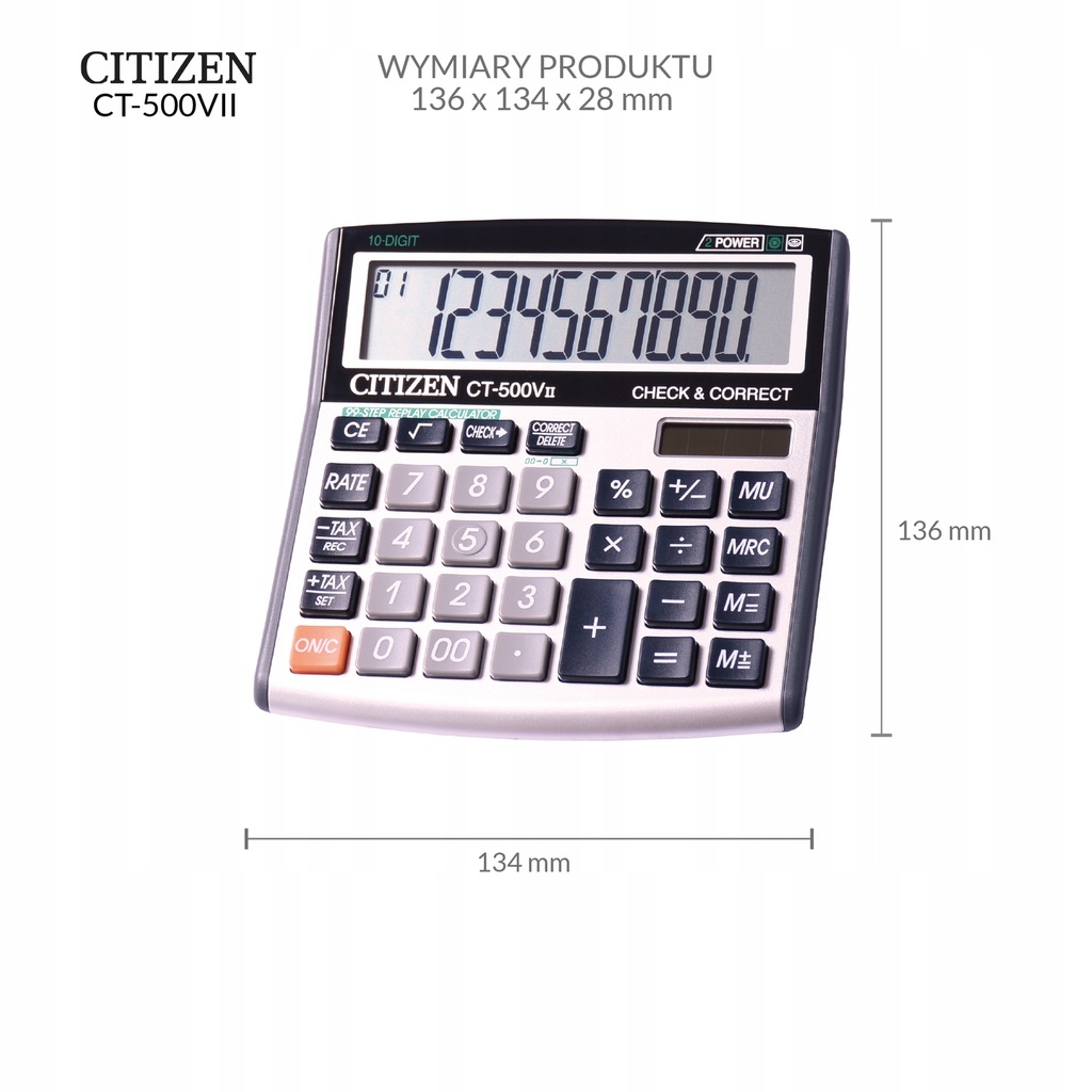 Купить Калькулятор офисный CITIZEN CT-500VII, 10-значный: отзывы, фото, характеристики в интерне-магазине Aredi.ru