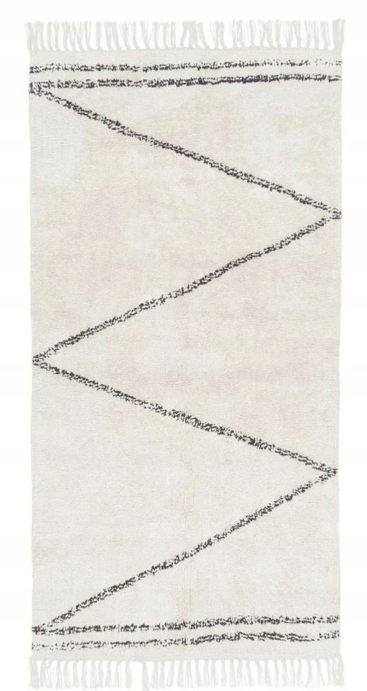 Dywan ręcznie tuftowany dywan Asisa 80 x 150 cm jasny beż-czarny